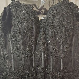 Black Sequin Embellished Backless Gown